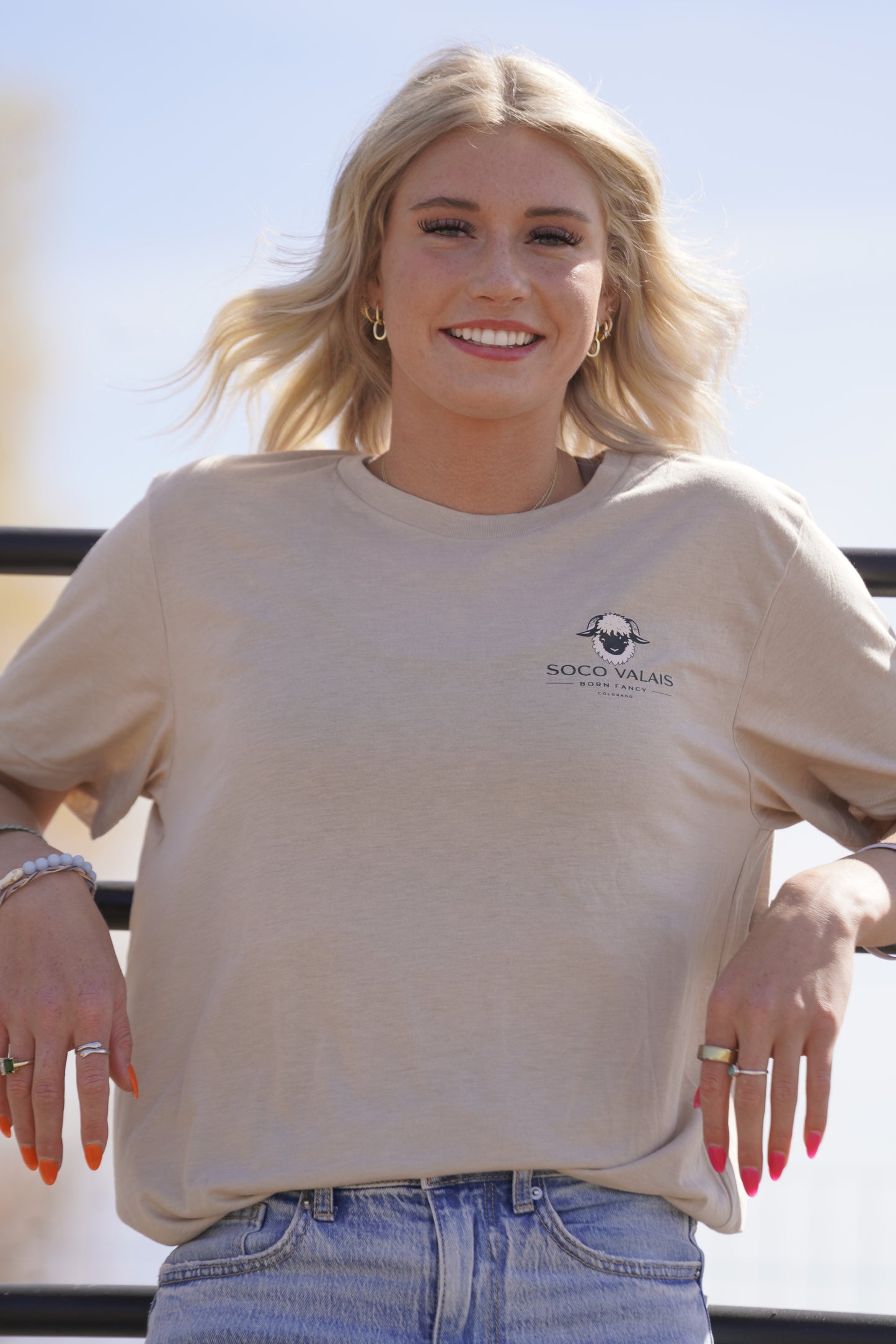 Born Fancy Ranch Tee- Tan