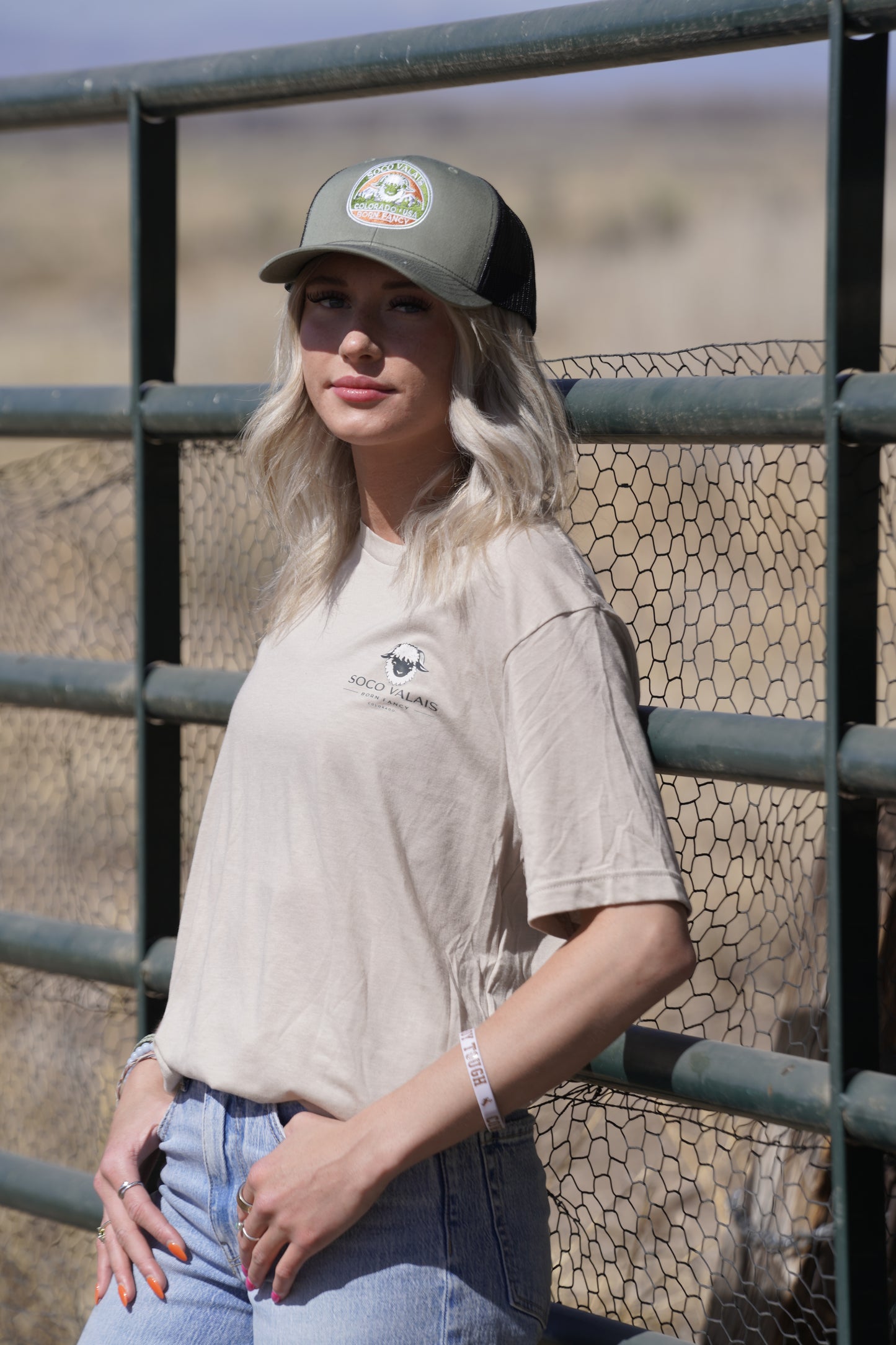 Born Fancy Ranch Tee- Tan