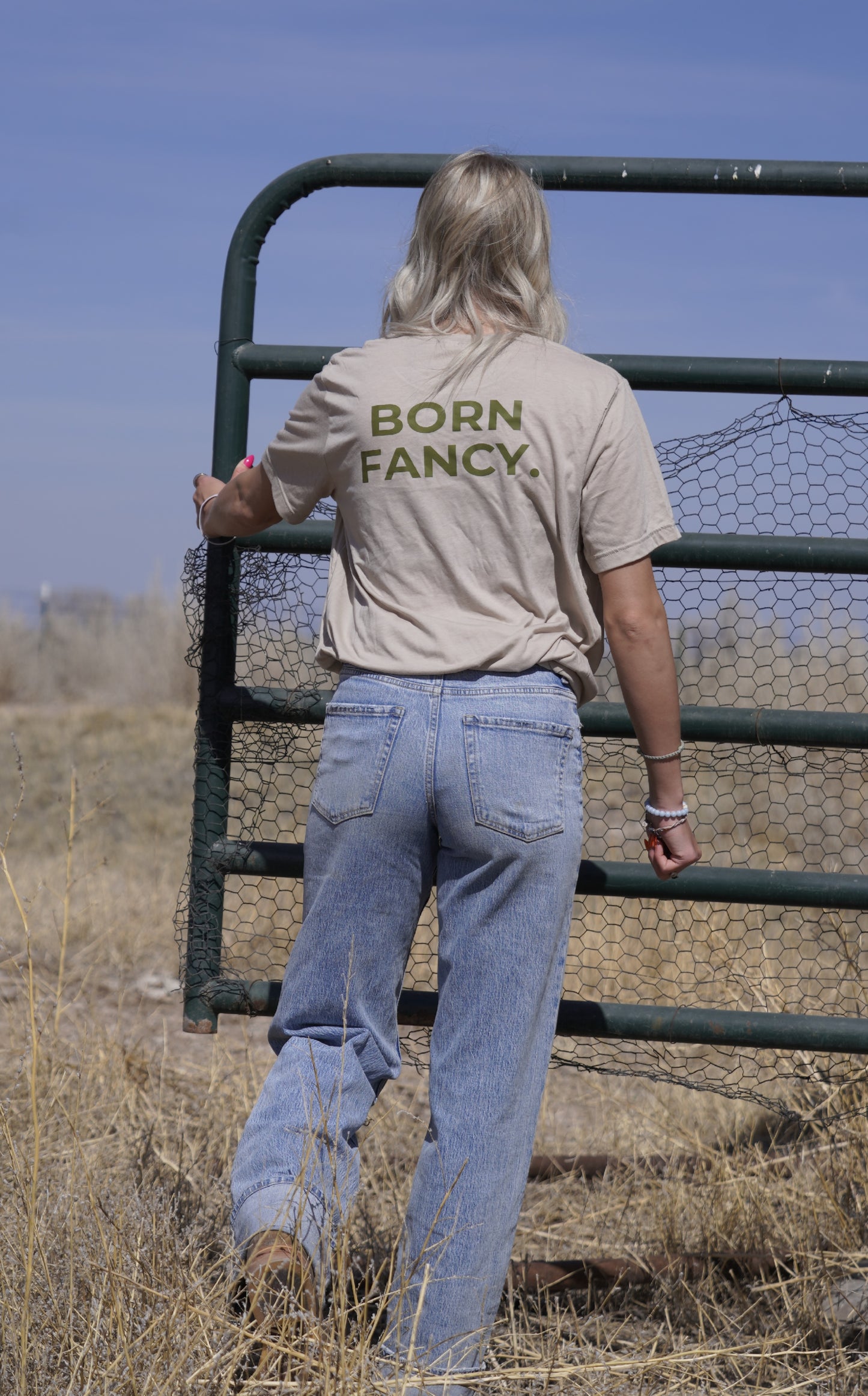 Born Fancy Ranch Tee- Tan